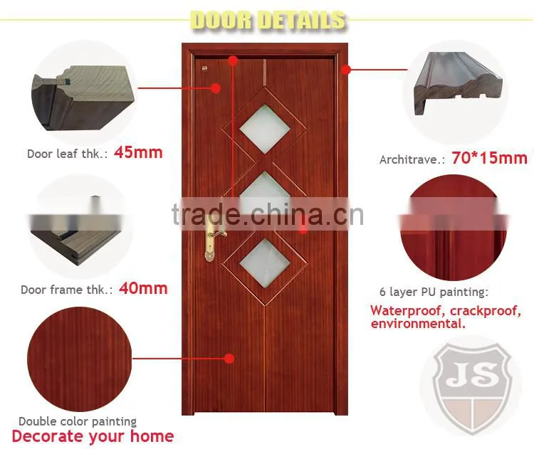 Modern design wood glass bathroom doors on sale