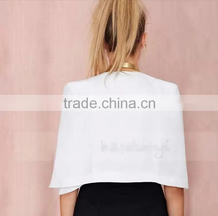 2015 spring and summer new European style big creamy white shawl waistcoat jacket small wild cotton shawl coats and jackets woma