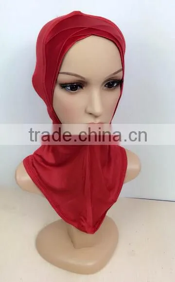 C063 new style satin double crossover ninja inner underscarf,full underscarf to cover neck