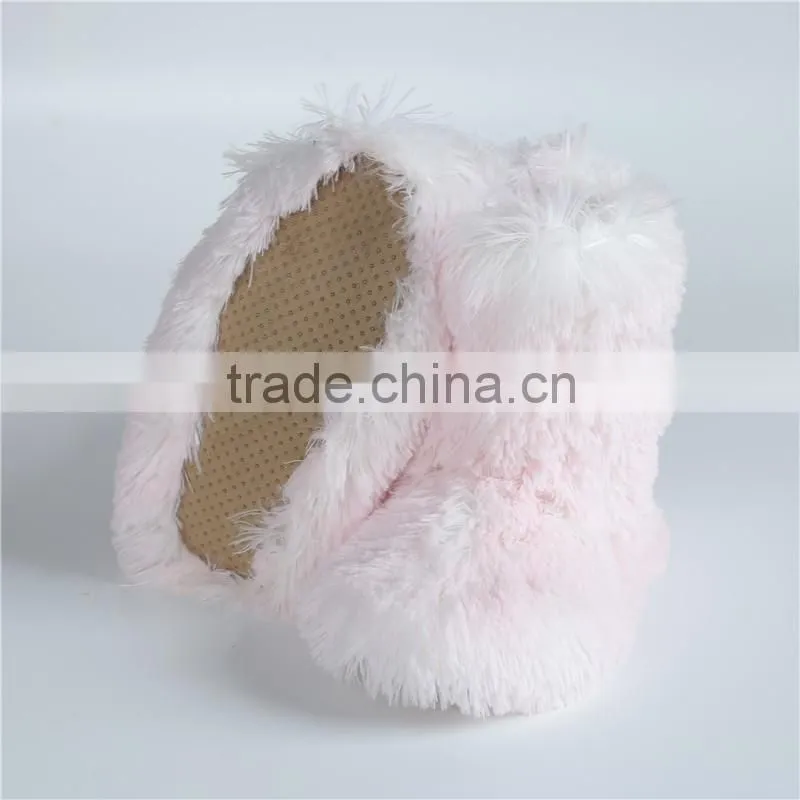Ladies long pink PV plush boots