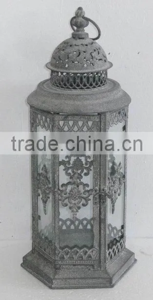 100520F- hexagonal metal candle lantern