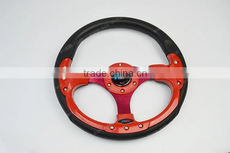 Red 13 inch Racing Car Game Steering Wheel PU Flat