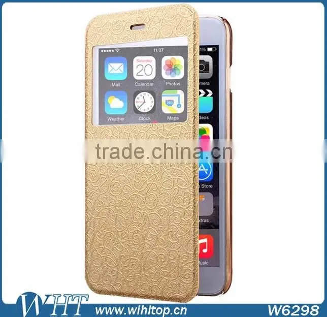 Flip PU Leather Case with Window for iPhone 6 Plus 5.5", Window View Smart Case for iPhone 6 Plus