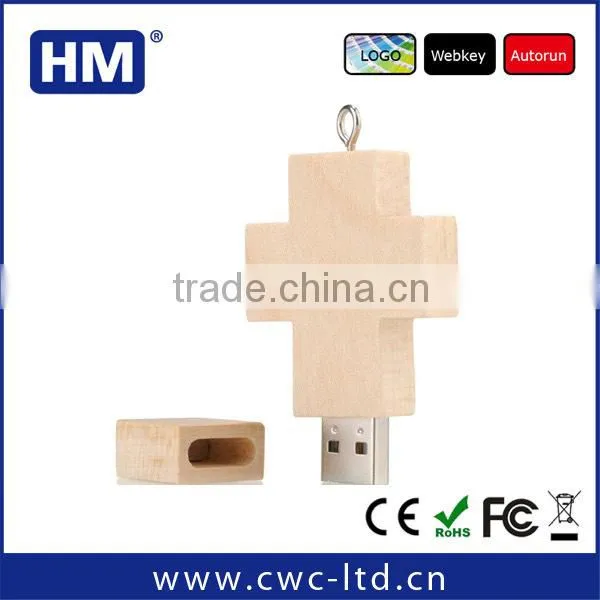 alibaba bulk cheap pendrive logo solution promotion gift cross shape usb flash drive, wood usb stick