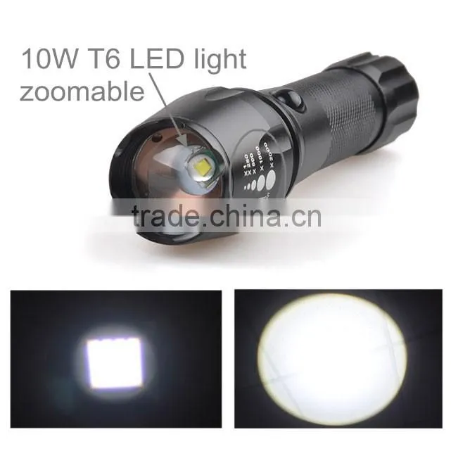 TP-1877 XML T6 / U2 LED Powerful Light / Zoomable Power Flashlight With Nylon Bag