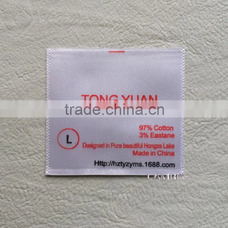 Printed brand trademark wash care label tag for wool quilt blanket