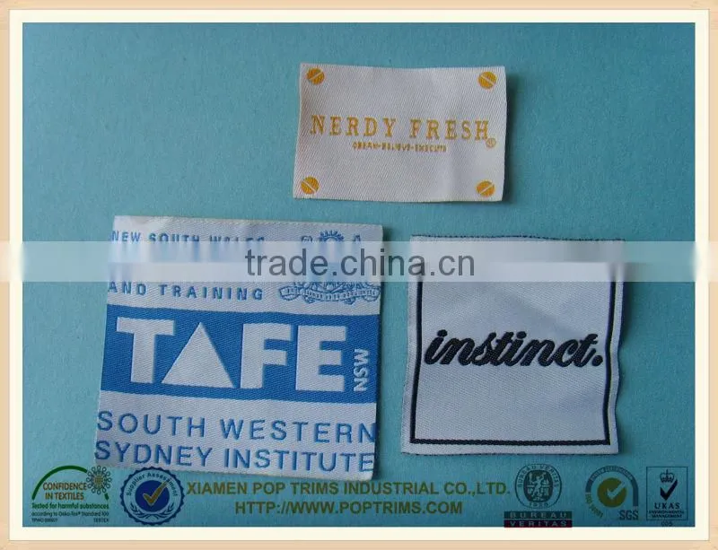 cheap woven clothing size labels with customer design for garment