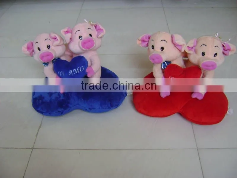 lovely&beautiful soft stuffed plush valentine cow with baby for valentine festival