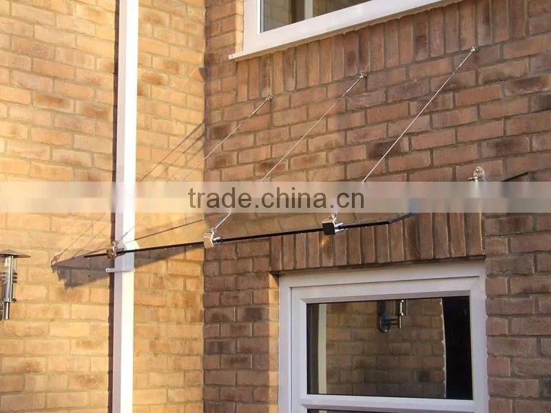 glass canopy with stainless steel support