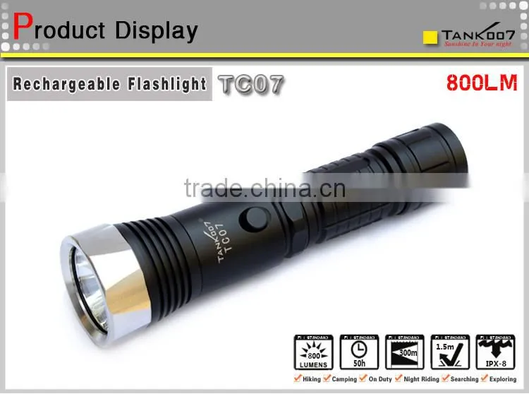 Waterproof performance 5 modes led flashlight rechargeable torch TC07