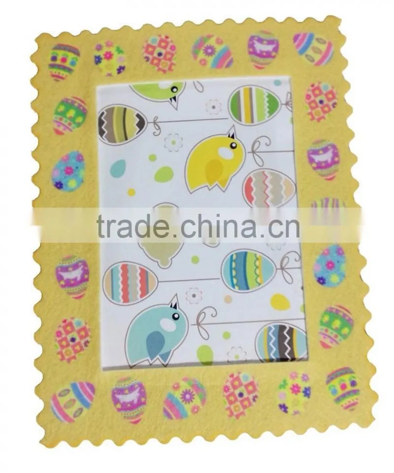 printed cartoon easter egg 6inch photo felt picture frame for desk decoration
