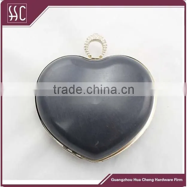 150*123mm heart shape box shell purse frame with rhinestone box clutch frame