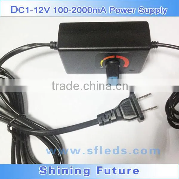 AC 100-240V to DC 1-12V (100-2000mA) US Plug Adjustable Voltage Power Supply Adapter for Led Strips Lights