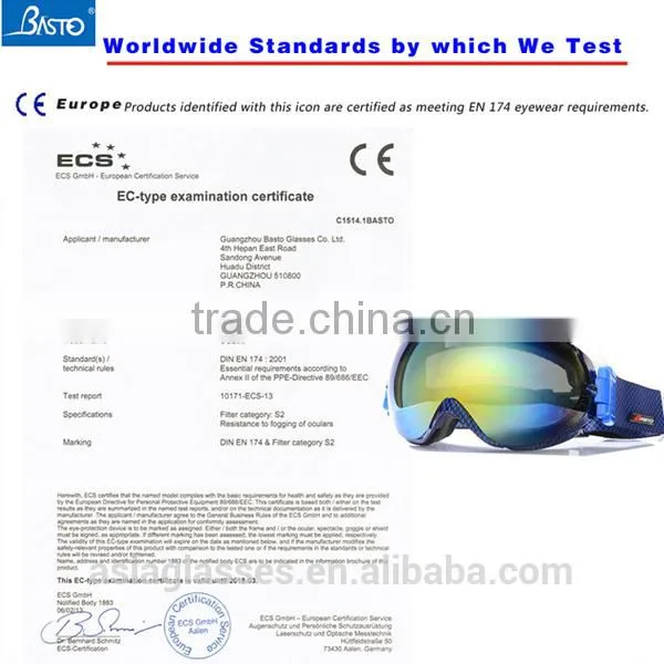 High quality TPU frames snow goggles with dual PC lens