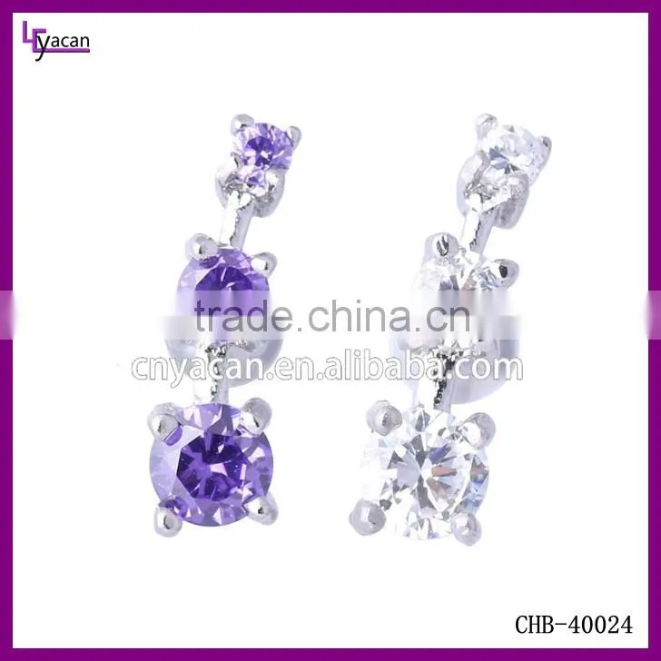 Cheap wholesale stud inspired earring Triple CZ tragus piercing