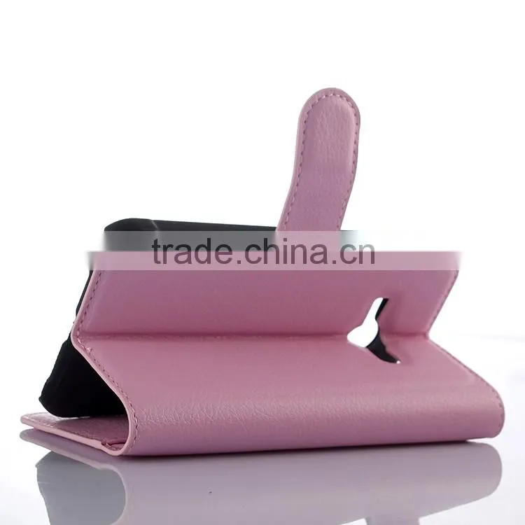 Hot Selling Ultra Thin Lichee PU Leather Case Wallet Folio Flip Cover for Samsung GALAXY J1 ACE