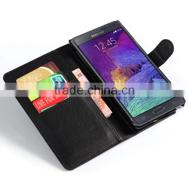 Wholesale Folio Stand Case PU Leather Flip Cover with Wallet for Samsung GALAXY Note4