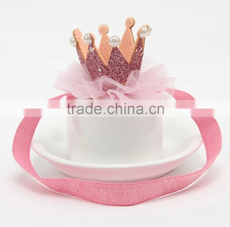 New European Kids Infant Newborn Baby Girl Hair band with Pearl Crown, Bridal Veil Tiara Pearl glitter Rhinestone Crown