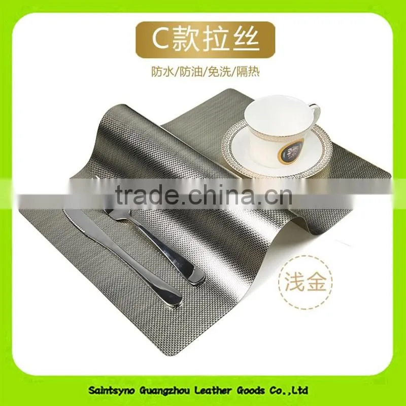 Shinning PVC leather Printing Coaster, Anti-oil Leather Coffee Table Pad 16024