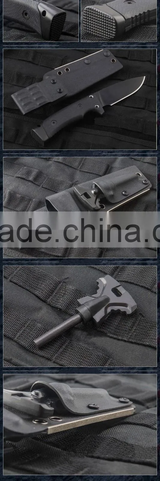 OEM D2 blade hunting survival knife with fire starter