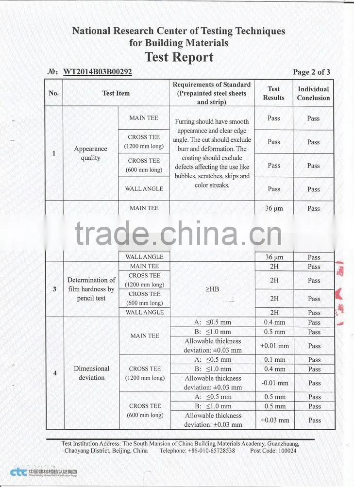 galvanized suspended Ceiling Grid with advanced technology FUT Golden(White Line)