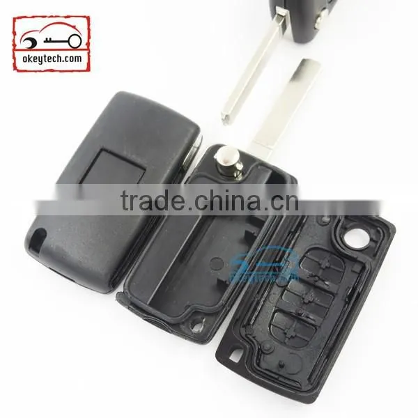 High Quatity Citroen romote flip key shell 3 button VA2 blank NO battery place 0523 Citroen key cover