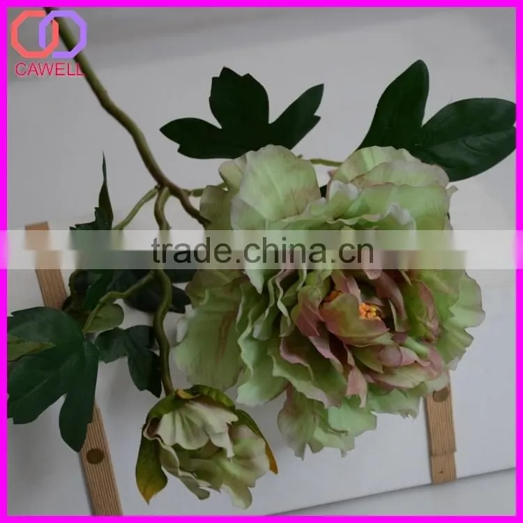 wholesale real touch 2 heads artificial silk peony flower