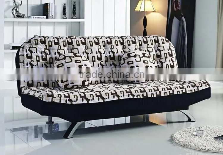 Modern living room furniture convertible fabric sofa bed with throw pillows