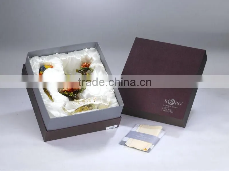 RORO Richness and Auspicy peony enamel crystal glass decorative article for home decoration/gift