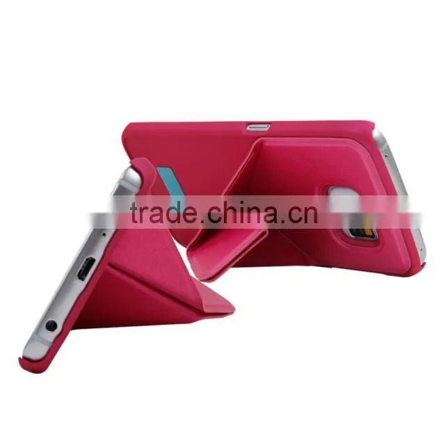 2015 PU Leather Case With Kickstand For Samsung S6 Edge, For Samsung S6 Edge Kickstand PU Case