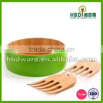 High quality bamboo bowl,bamboo salad bowl with server wholesale