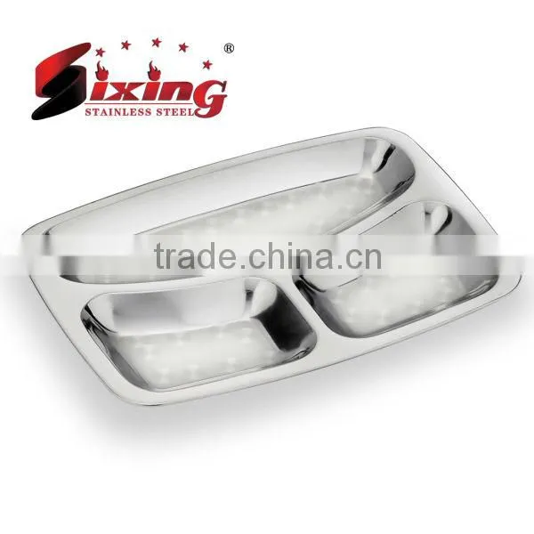 3 Lattices Stainless Steel Fast Food Tray