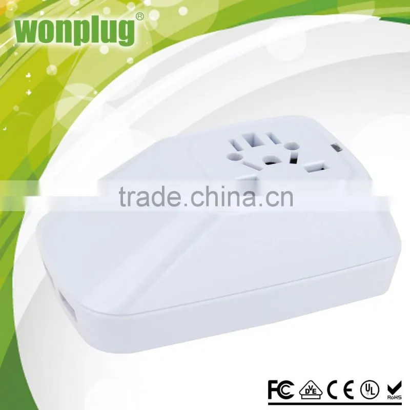 Smart appearance mini universal 1 usb travel adapter with LED light