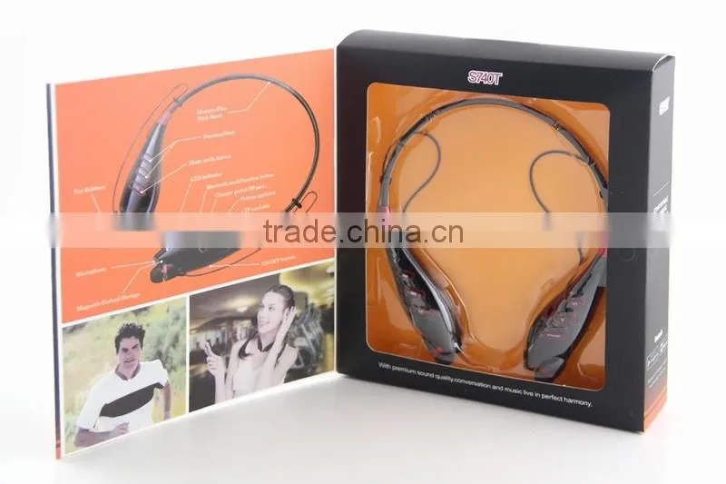 Hbs-740 Wireless Music Stereo Bluetooth Headset,Universal Vibration Neckband Style Headphone Earphone for iPhone and for samsung