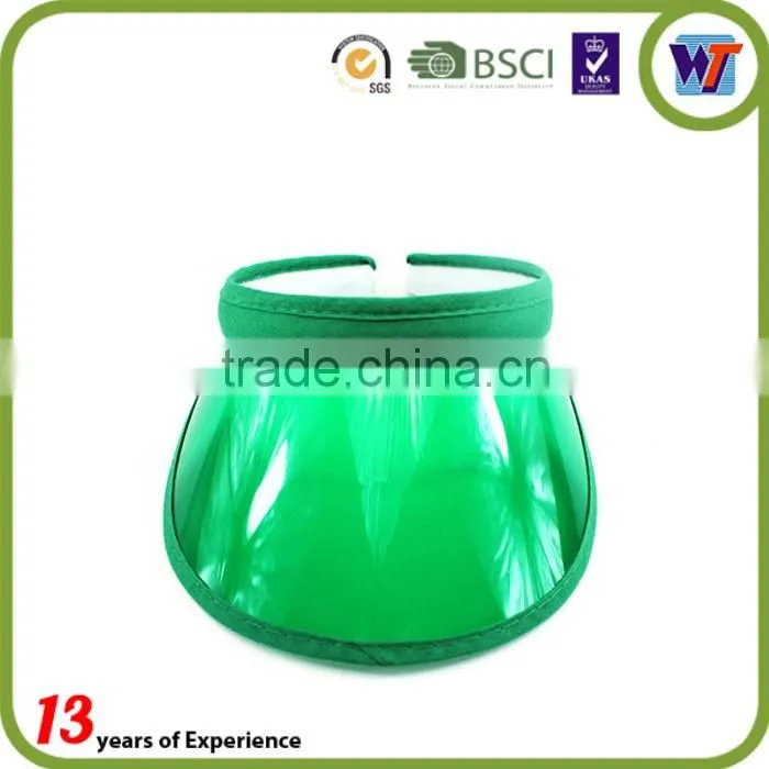 Black cheap UV protection PVC Plastic caps Long Brim Sun Visor hats
