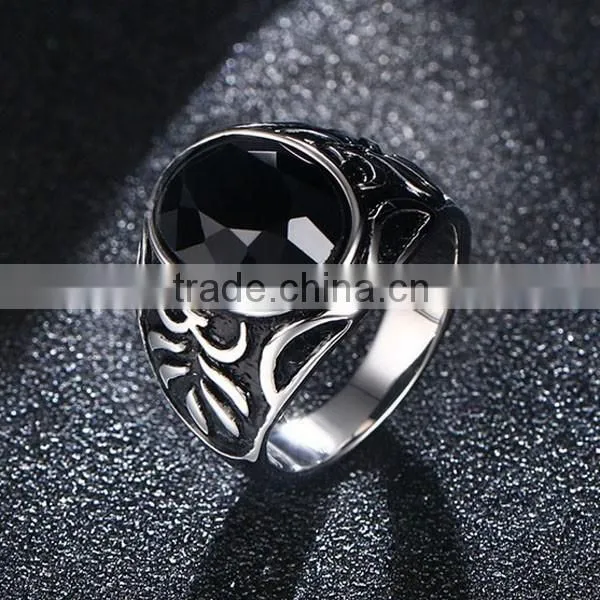 High Quality 2016 Retro Style Agate Stainless Steel Ring