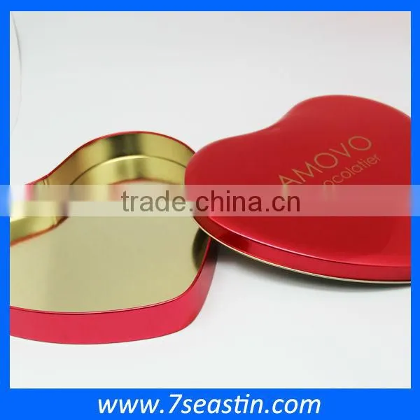 Christmas Gift Chocolate Cookie Tin Box With Heart Shaped Food Grade Metal Empty Tin Box