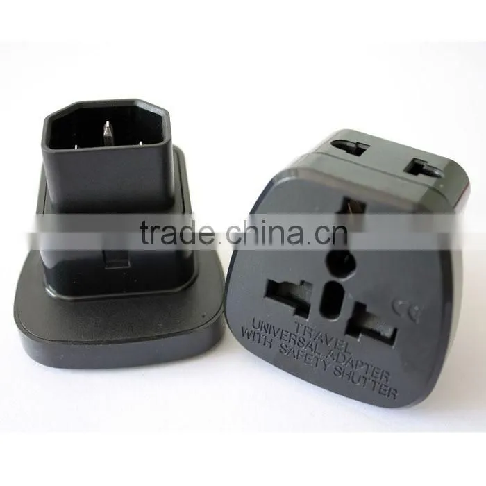 New products 2016 Double sockets, Universal to IEC C14 converter plug adapter with safety shutter