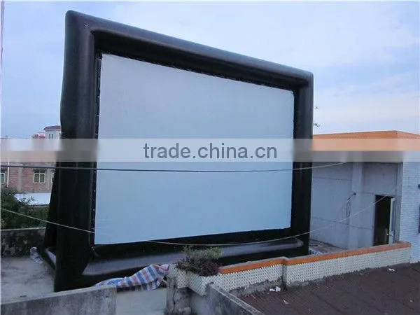 Inflatable air screen/film project screen for outdoor use