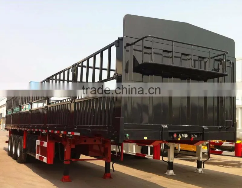 interlink livestock cargo fence truck trailer , 3 axle Fence semi Trailer for sale --FOB 10000