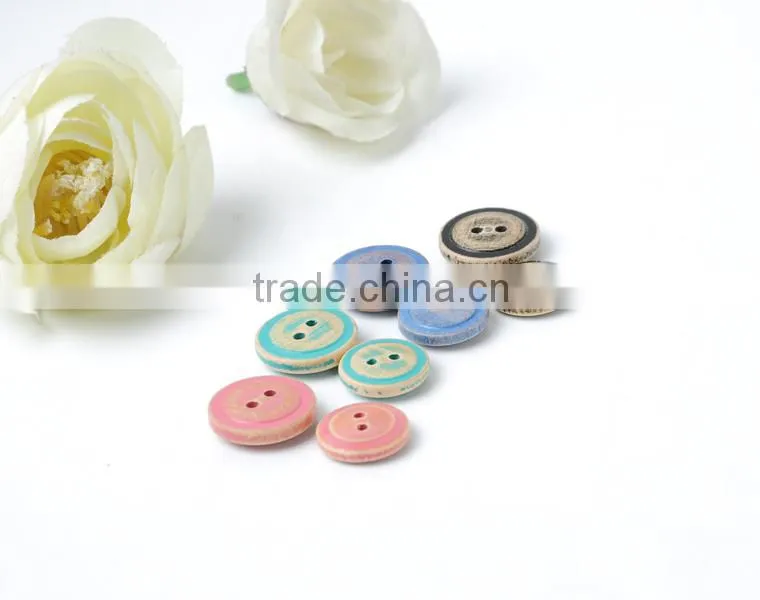Colorful Wooden Buttons Long Eyelet Fish Eye 2 Hole Buttons