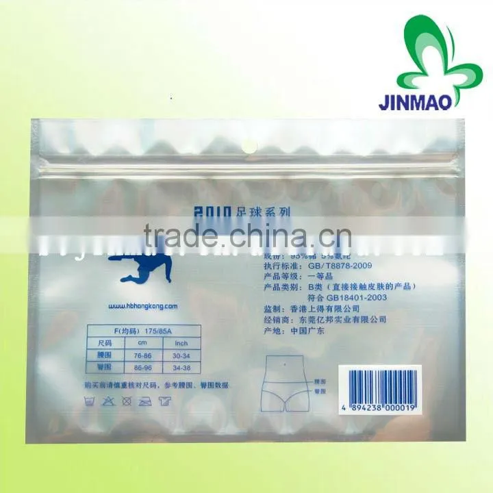 High quality resealable transparent cotton plastic zippered bag