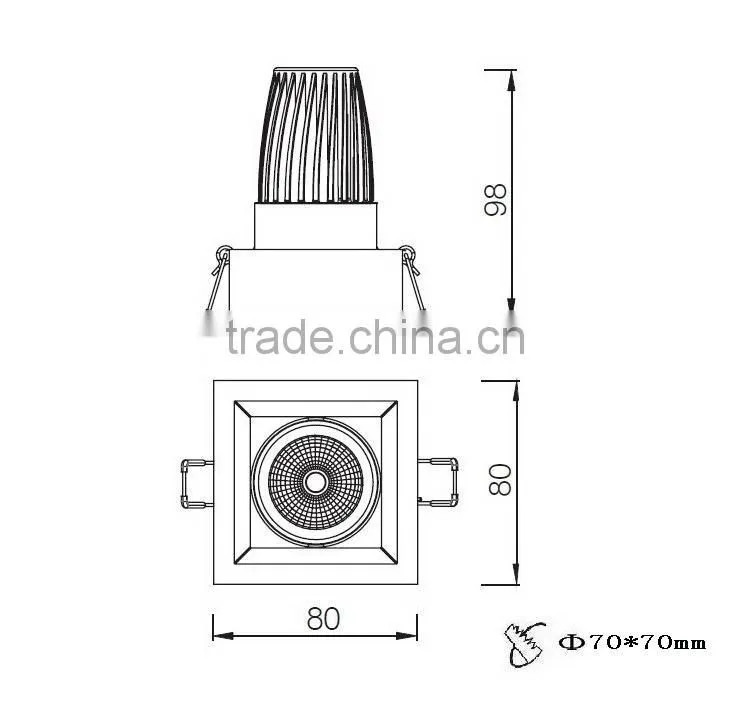 Anti-glare design 4W 7W 10w recessed cob led square downlight BW8210