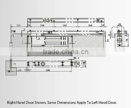 Concealed door closer electric door closers DC402