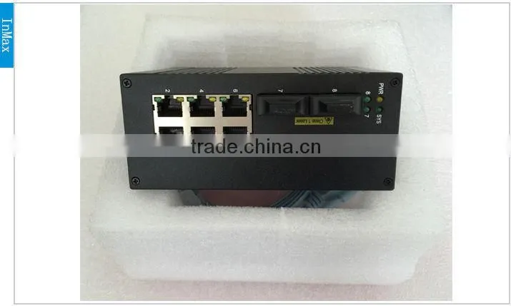 8 port switch 2x100M FX and 6x10/100MBase TX Din-rail Managed PoE Industrial Switch P608A