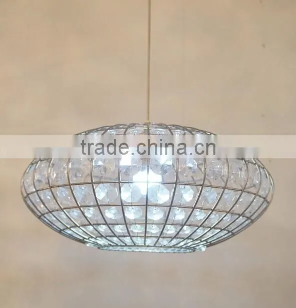 Chrome Metal Chandelier Frames Clear Crystal Beads Modern Pendant Lamp / Light