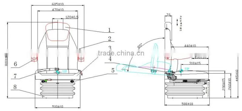 Construction machine spare parts air suspension seat truck suspension seat(YJ03)