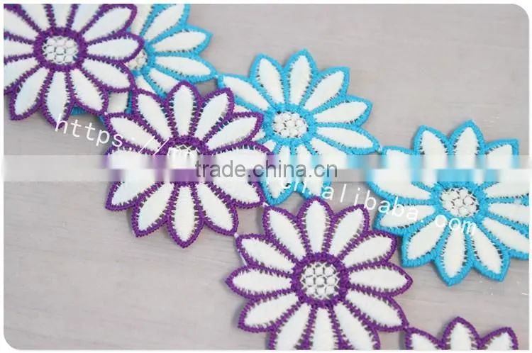 New arrival 5cm width polyester embroidery lace flower for dress