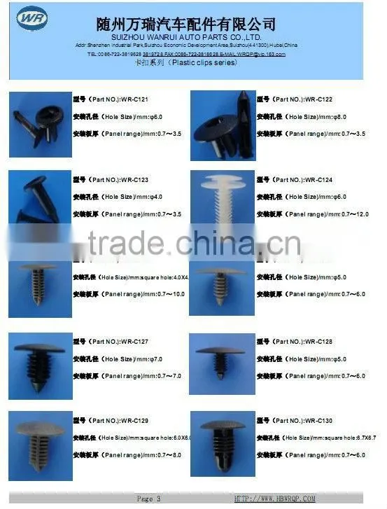 Auto plastic clips fasteners for car made in China