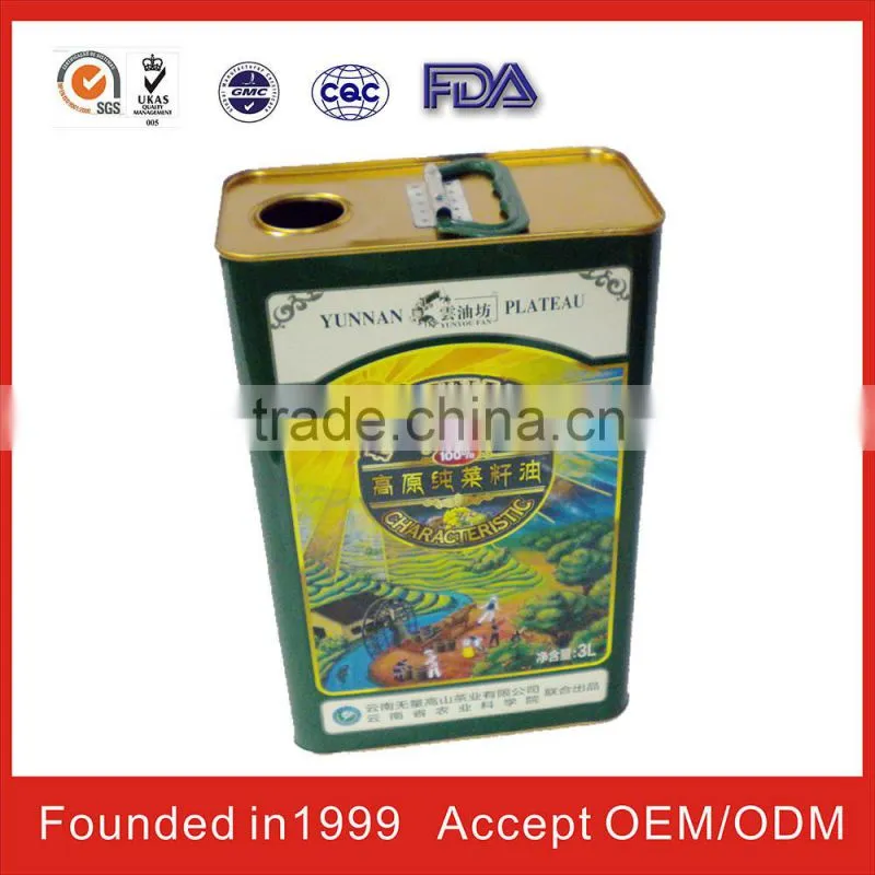 china square olive oil cans for FDA